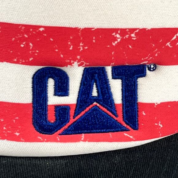 Cat American Flag Trucker Hat Mesh Snapback Mens Caterpilar Inc Construnction - Picture 10 of 11